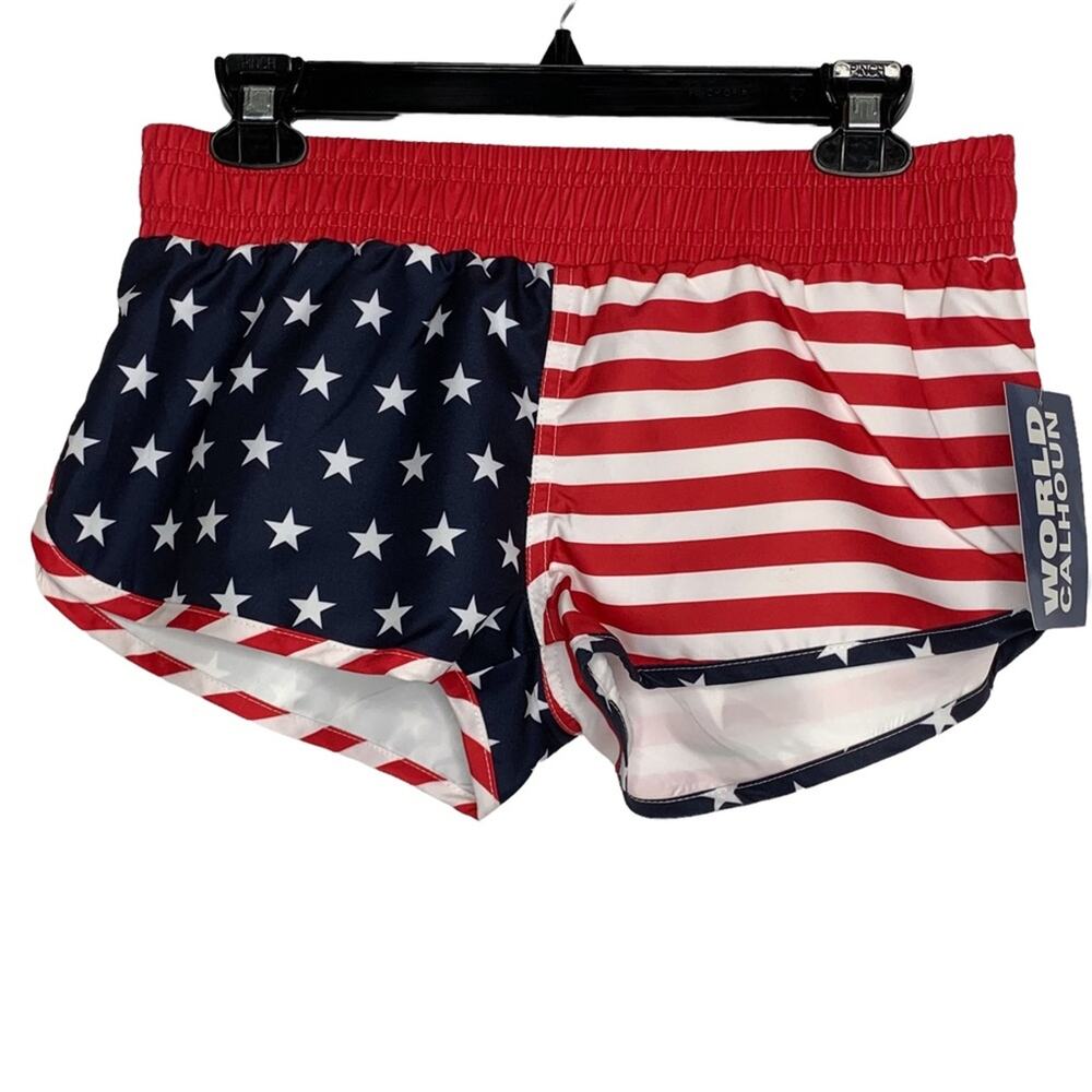 World Calhound NWT Patriotic American Flag Swim Shorts Size Small